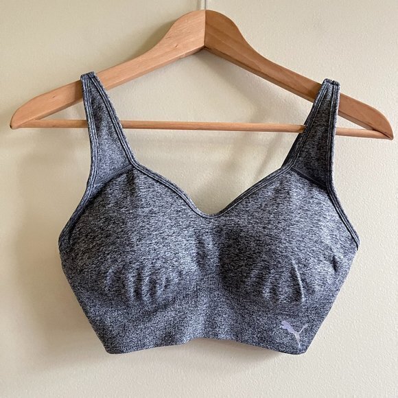 Puma Seamless Convertible‎ sports bra Gray Sports stretch Womens Size M - Picture 1 of 3